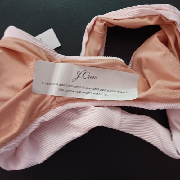 J Crew Women's Ribbed High Rise Cheeky Bikini Bottom Pink Size Medium NWT - Picture 5 of 5